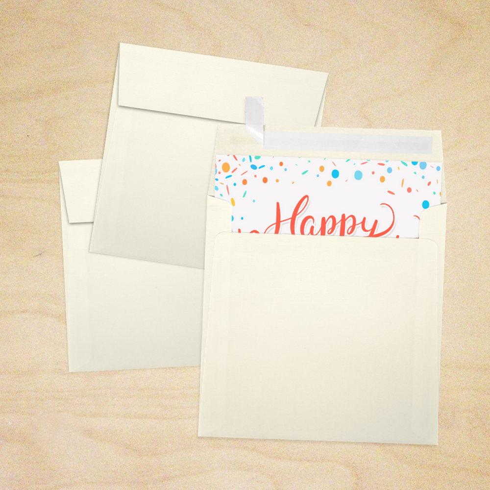 Natural Linen 32lb 6 x 6 Square Envelopes with Peel & Seal