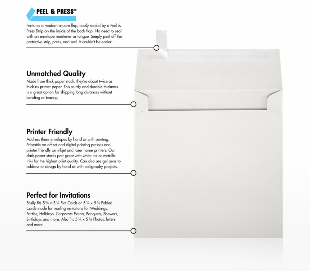 Natural 100% Cotton 32lb 6 x 6 Square Envelopes with Peel & Seal