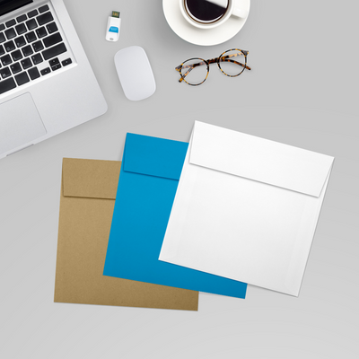 White Linen 32lb 6 x 6 Square Envelopes with Peel & Seal