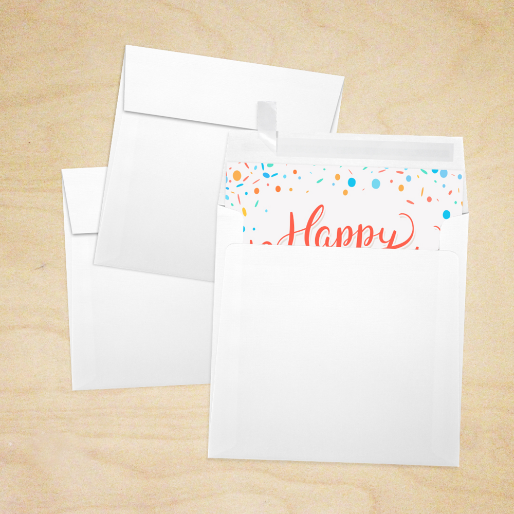 White Linen 32lb 6 x 6 Square Envelopes with Peel & Seal