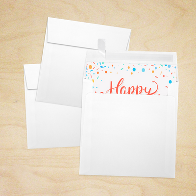 White Linen 32lb 6 x 6 Square Envelopes with Peel & Seal