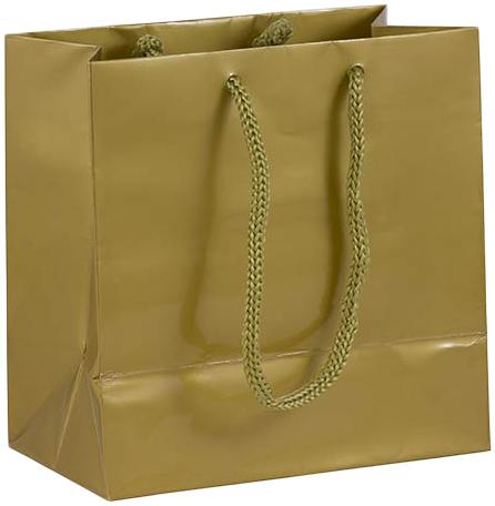 Gold Small Glossy Gift Bags (6 1/2 x 6 1/2 x 3 1/2)