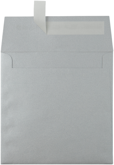 Silver Metallic 32lb 6 1/4 x 6 1/4 Square Envelopes with Peel & Seal