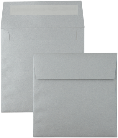 Silver Metallic 32lb 6 1/4 x 6 1/4 Square Envelopes with Peel & Seal