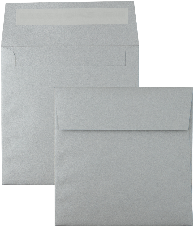 Silver Metallic 32lb 6 1/4 x 6 1/4 Square Envelopes with Peel & Seal