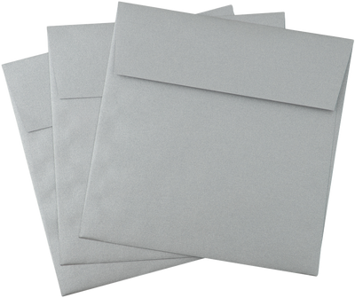 Silver Metallic 32lb 6 1/4 x 6 1/4 Square Envelopes with Peel & Seal
