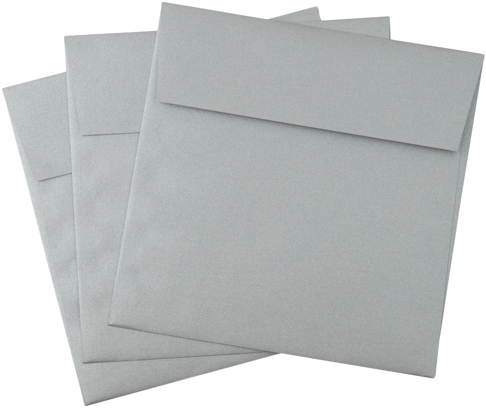 Silver Metallic 32lb 6 1/4 x 6 1/4 Square Envelopes with Peel & Seal