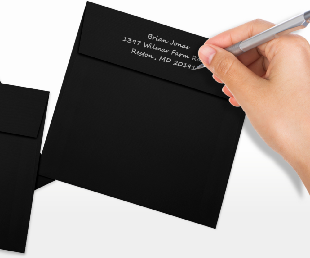 Black Linen 32lb 6 1/4 x 6 1/4 Square Envelopes with Peel & Seal