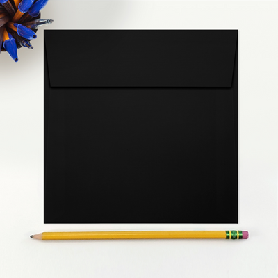 Black Linen 32lb 6 1/4 x 6 1/4 Square Envelopes with Peel & Seal