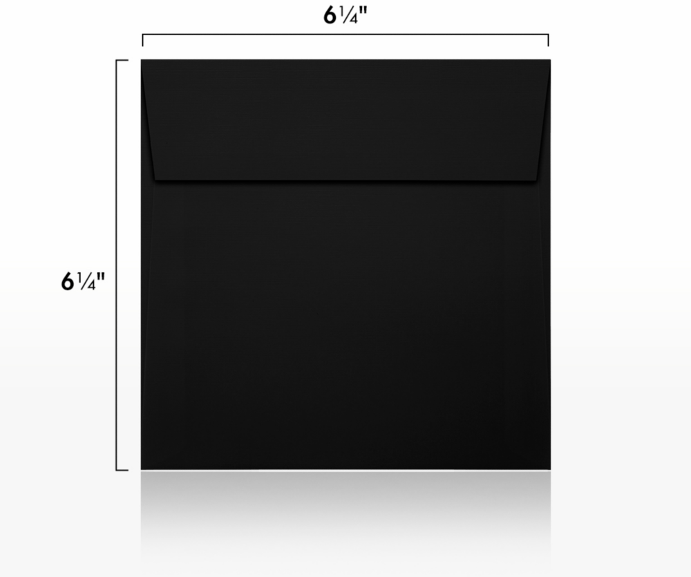 Black Linen 32lb 6 1/4 x 6 1/4 Square Envelopes with Peel & Seal