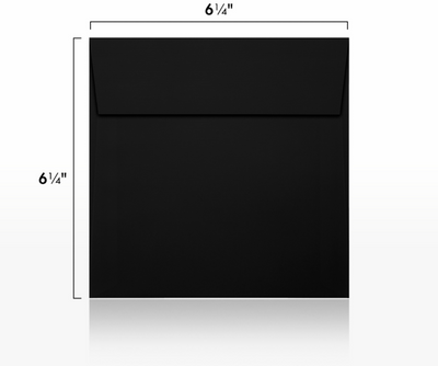 Black Linen 32lb 6 1/4 x 6 1/4 Square Envelopes with Peel & Seal