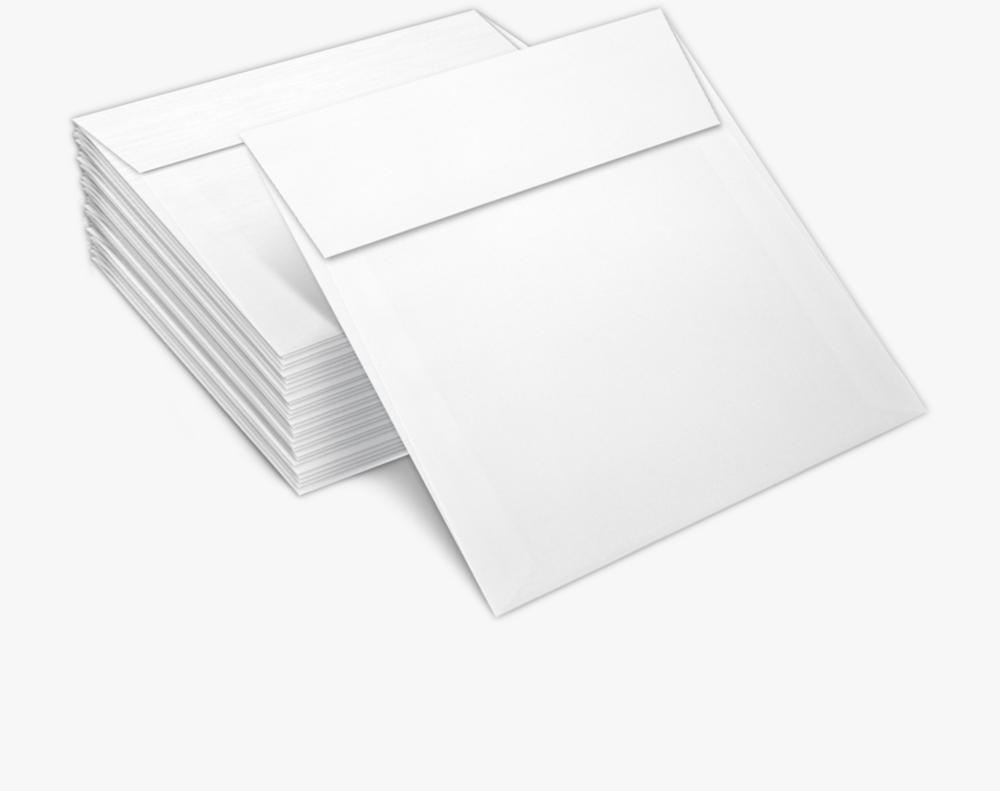 White Linen 32lb 6 1/4 x 6 1/4 Square Envelopes with Peel & Seal