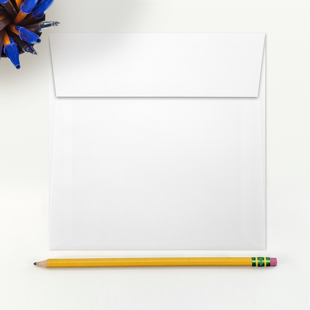 White Linen 32lb 6 1/4 x 6 1/4 Square Envelopes with Peel & Seal