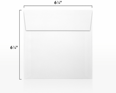 White Linen 32lb 6 1/4 x 6 1/4 Square Envelopes with Peel & Seal