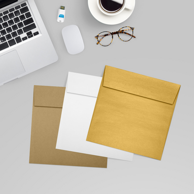 Gold Metallic 32lb 6 1/2 x 6 1/2 Square Envelopes with Peel & Seal