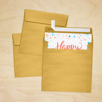 Gold Metallic 32lb 6 1/2 x 6 1/2 Square Envelopes with Peel & Seal