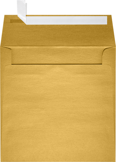 Gold Metallic 32lb 6 1/2 x 6 1/2 Square Envelopes with Peel & Seal