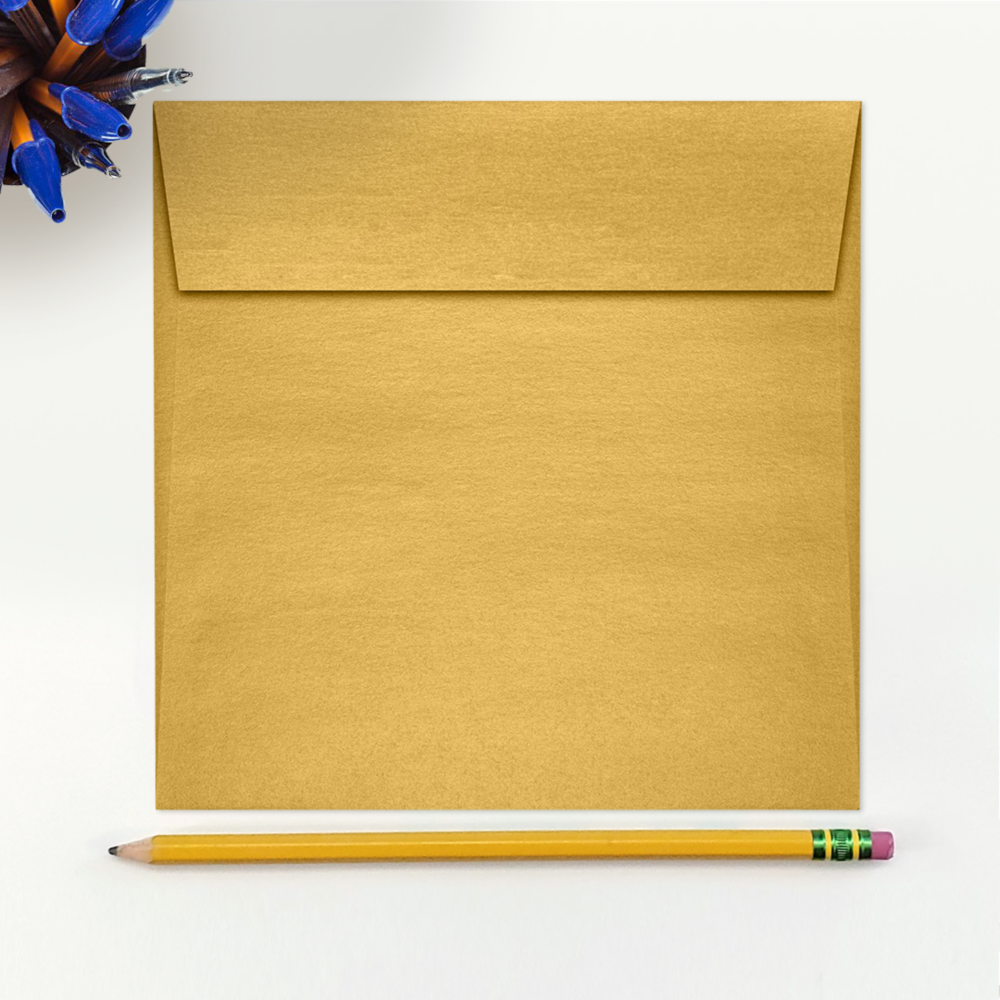 Gold Metallic 32lb 6 1/2 x 6 1/2 Square Envelopes with Peel & Seal