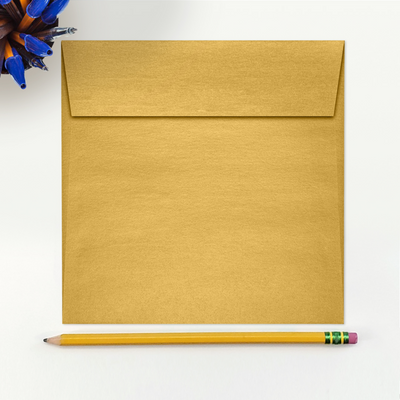 Gold Metallic 32lb 6 1/2 x 6 1/2 Square Envelopes with Peel & Seal
