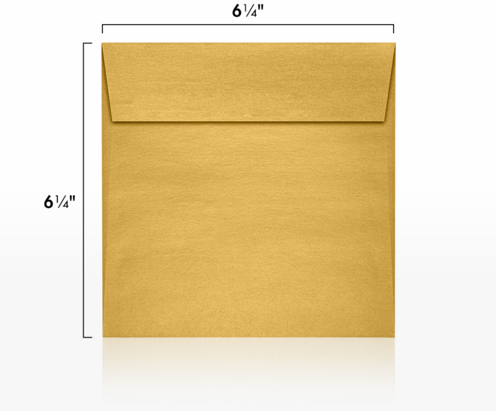 Gold Metallic 32lb 6 1/2 x 6 1/2 Square Envelopes with Peel & Seal