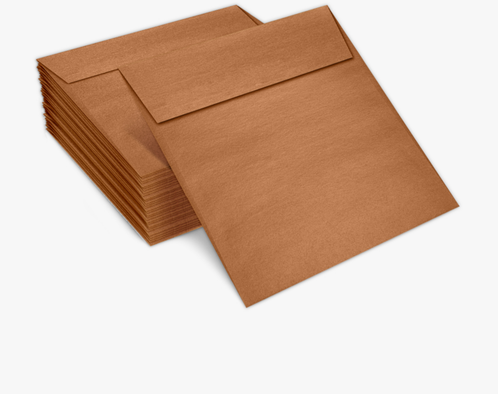 Copper Brown Metallic 32lb 6 1/2 x 6 1/2 Square Envelopes with Peel & Seal