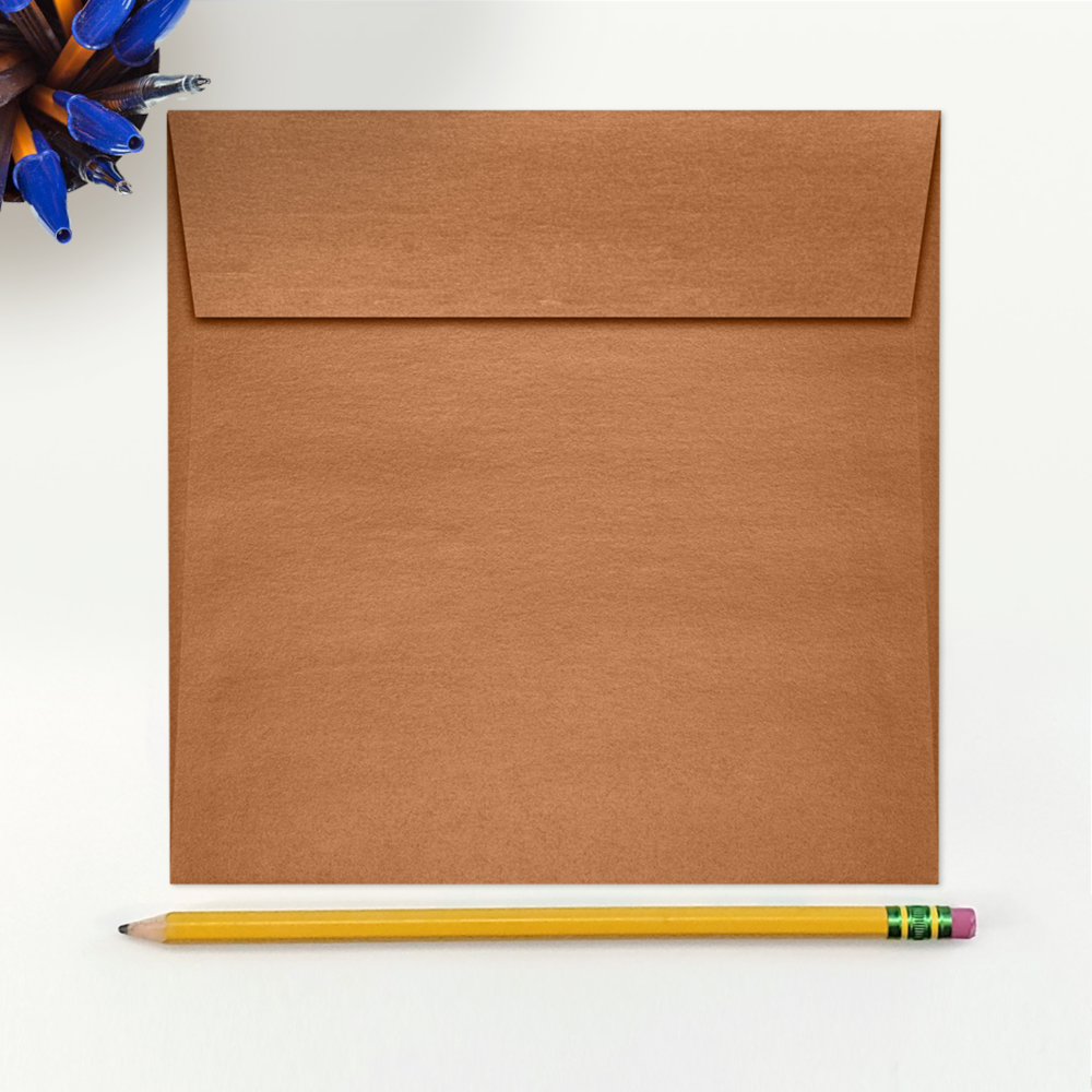 Copper Brown Metallic 32lb 6 1/2 x 6 1/2 Square Envelopes with Peel & Seal