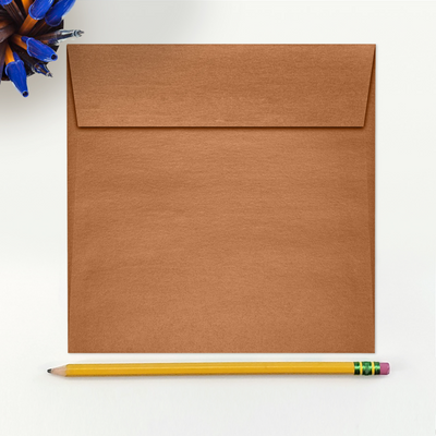 Copper Brown Metallic 32lb 6 1/2 x 6 1/2 Square Envelopes with Peel & Seal