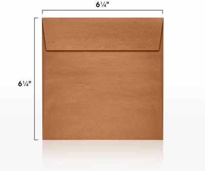 Copper Brown Metallic 32lb 6 1/2 x 6 1/2 Square Envelopes with Peel & Seal