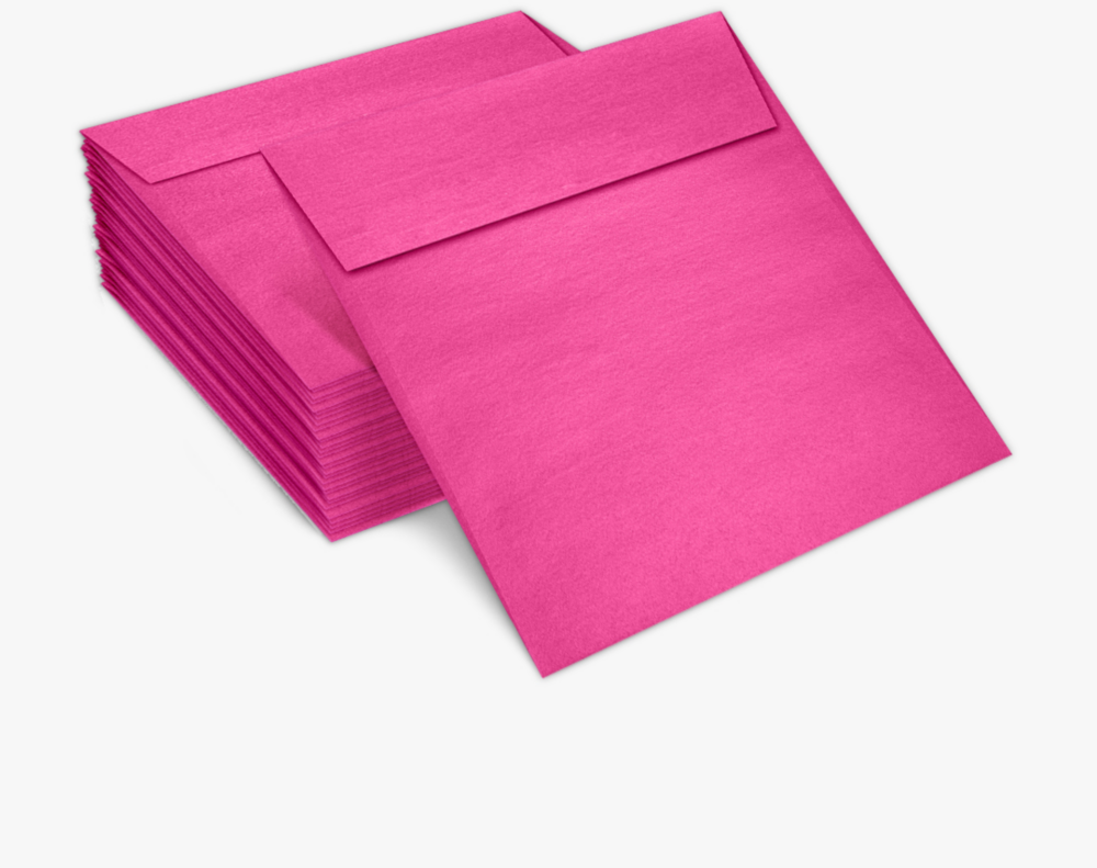 Azalea Fuchsia Pink Metallic 32lb 6 1/2 x 6 1/2 Square Envelopes with Peel & Seal