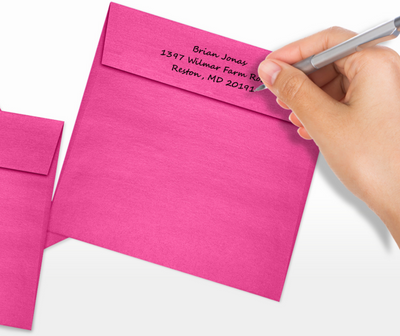 Azalea Fuchsia Pink Metallic 32lb 6 1/2 x 6 1/2 Square Envelopes with Peel & Seal