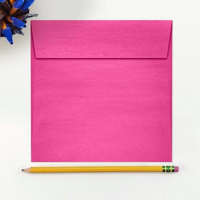 Azalea Fuchsia Pink Metallic 32lb 6 1/2 x 6 1/2 Square Envelopes with Peel & Seal