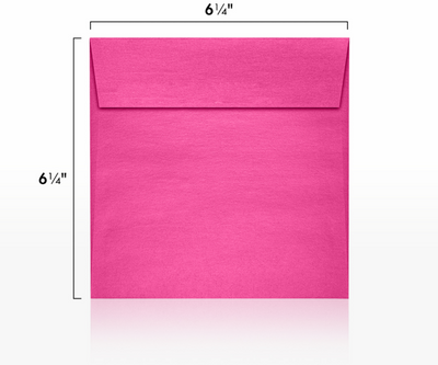 Azalea Fuchsia Pink Metallic 32lb 6 1/2 x 6 1/2 Square Envelopes with Peel & Seal