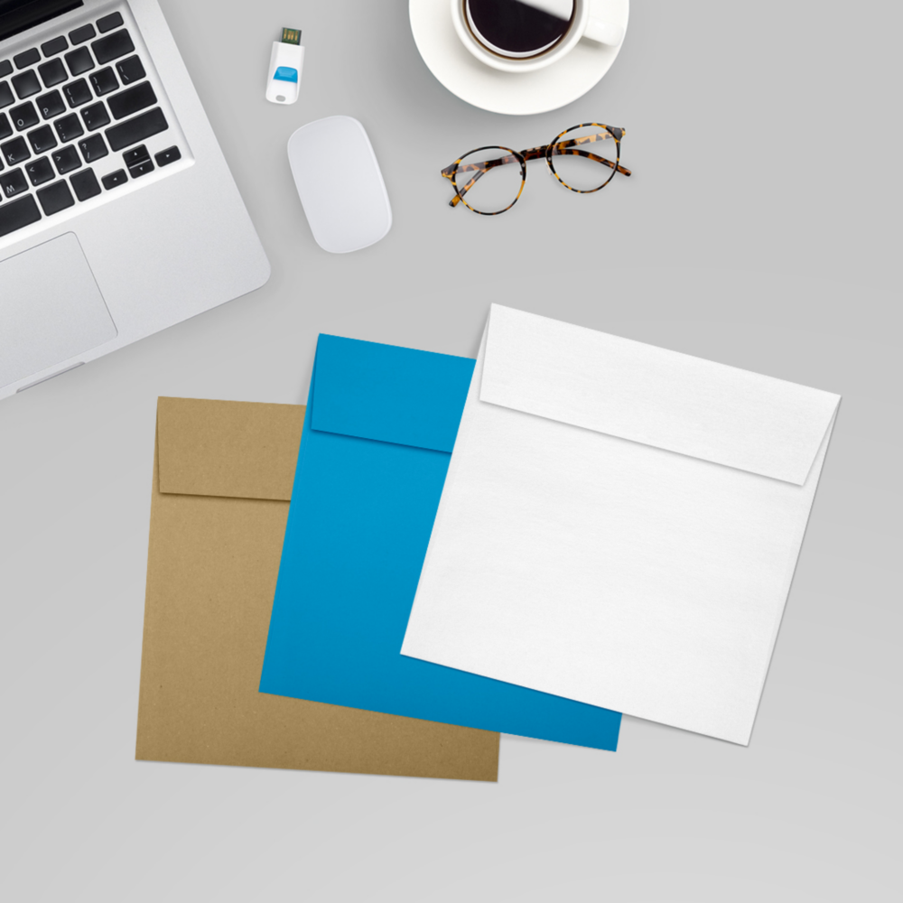 Crystal White Metallic 32lb 6 1/2 x 6 1/2 Square Envelopes with Peel & Seal