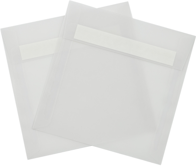 Clear Translucent 30lb 6 1/2 x 6 1/2 Square Envelopes with Peel & Seal