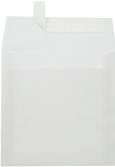 Clear Translucent 30lb 6 1/2 x 6 1/2 Square Envelopes with Peel & Seal