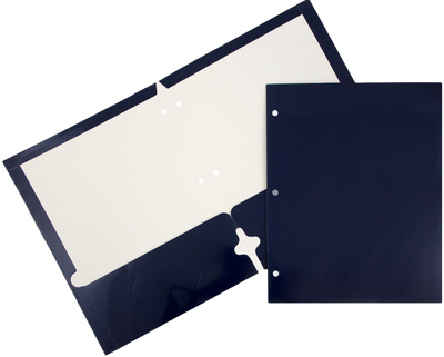 Glossy Navy Blue 9 x 12 3 Hole Punch Folders