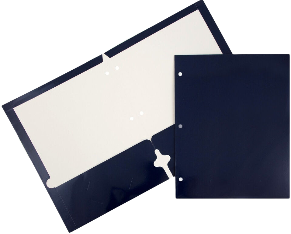 Glossy Navy Blue 9 x 12 3 Hole Punch Folders