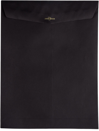 Smooth Midnight Black 24lb 10 x 13 Open End Envelopes with Clasp