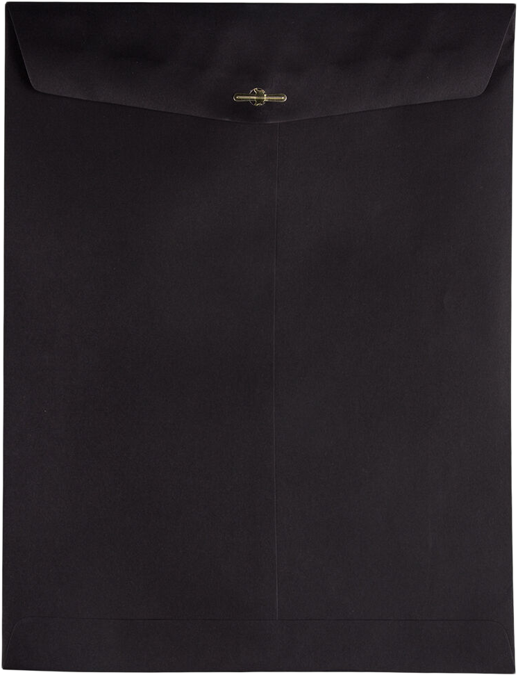 Smooth Midnight Black 24lb 10 x 13 Open End Envelopes with Clasp