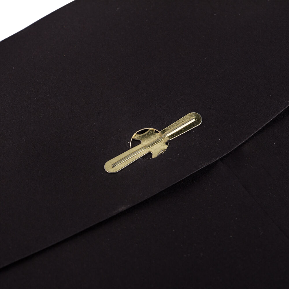 Smooth Midnight Black 24lb 10 x 13 Open End Envelopes with Clasp