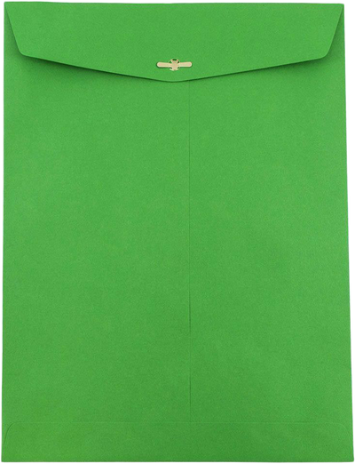 Holiday Green 24lb 10 x 13 Open End Envelopes with Clasp