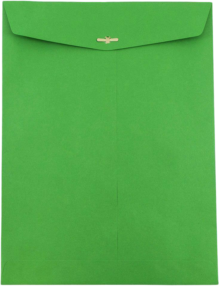 Holiday Green 24lb 10 x 13 Open End Envelopes with Clasp