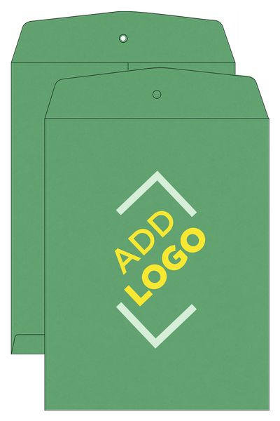 Holiday Green 24lb 10 x 13 Open End Envelopes with Clasp