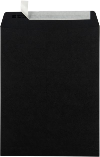 Smooth Midnight Black 32lb 10 x 13 Open End Envelopes with Peel & Seal