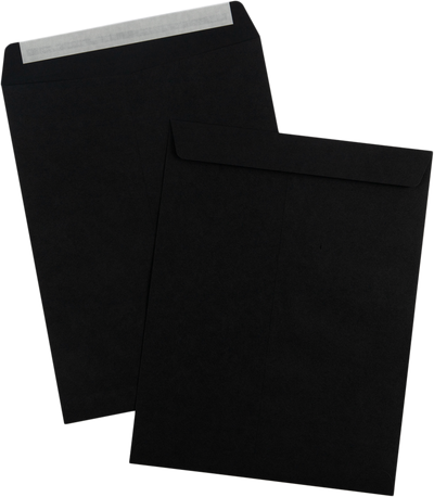 Smooth Midnight Black 32lb 10 x 13 Open End Envelopes with Peel & Seal
