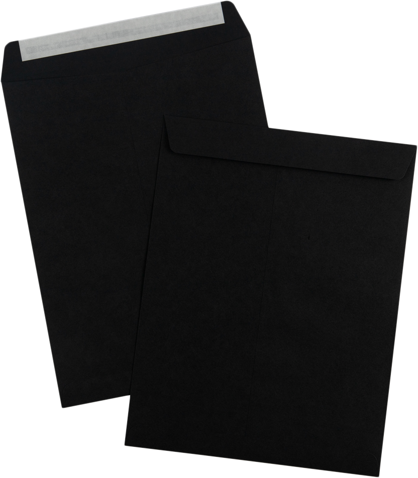 Smooth Midnight Black 32lb 10 x 13 Open End Envelopes with Peel & Seal