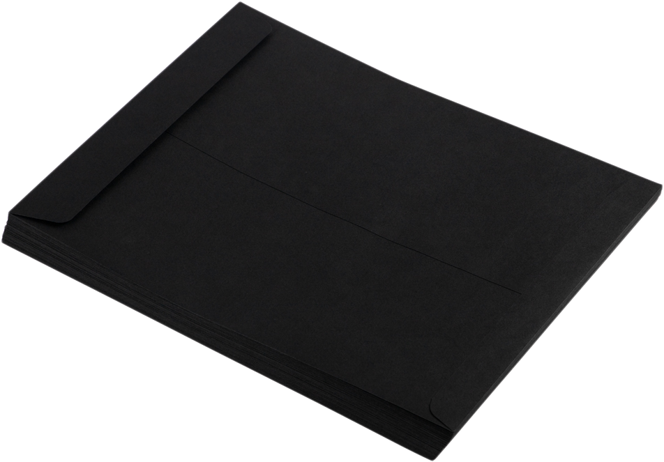 Smooth Midnight Black 32lb 10 x 13 Open End Envelopes with Peel & Seal