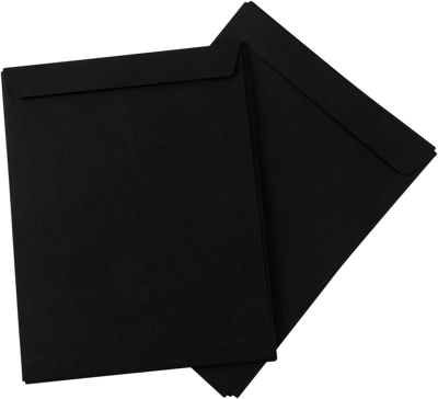 Smooth Midnight Black 32lb 10 x 13 Open End Envelopes with Peel & Seal