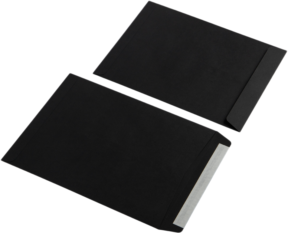 Smooth Midnight Black 32lb 10 x 13 Open End Envelopes with Peel & Seal