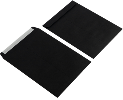 Smooth Midnight Black 32lb 10 x 13 Open End Envelopes with Peel & Seal